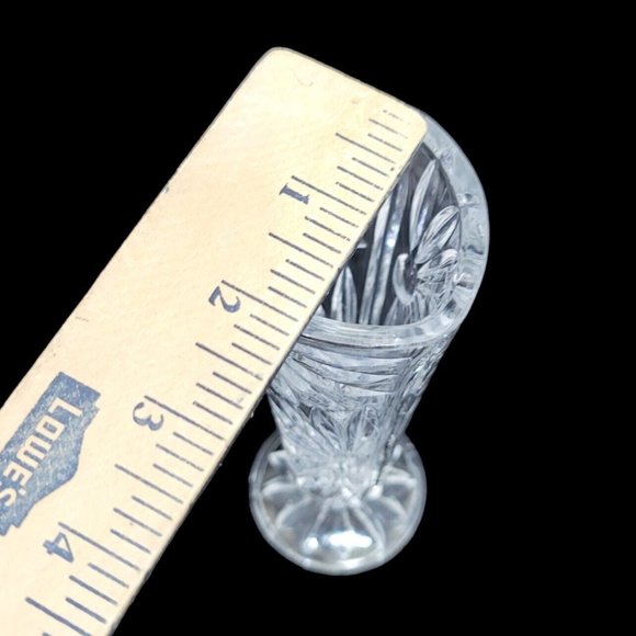 Genuine Lead Crystal Bud Vase Daisy Floral Clear Cut 3 Sided West Germany 6.5" - Picture 7 of 7
